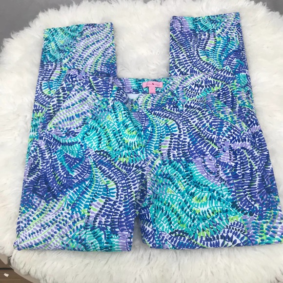 Lilly Pulitzer Pants - Lilly Pulitzer Blue & Purple Leaf Print Pants